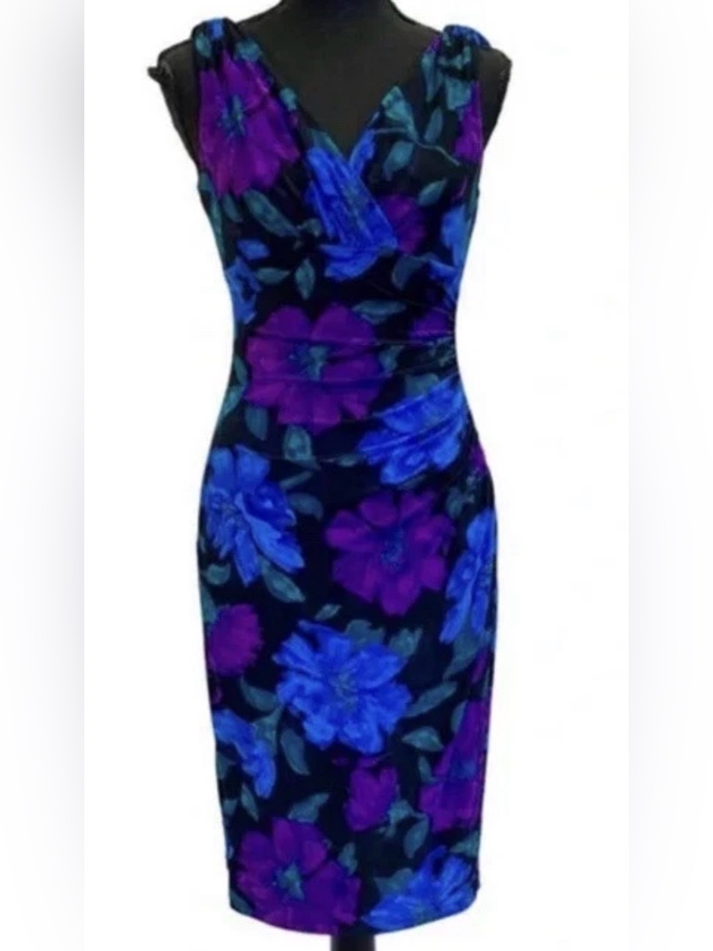 Lauren Ralph Lauren Floral Ruched Jersey Dress Size 10